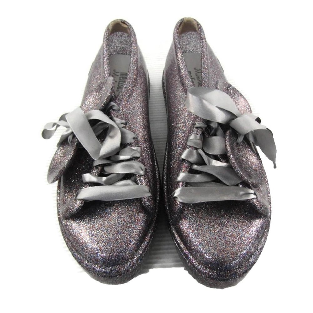 Melissa Women's BE + Disney Mickey Minnie Ears Glitter PVC Jelly Sneakers Sz 8 - Picture 5 of 9